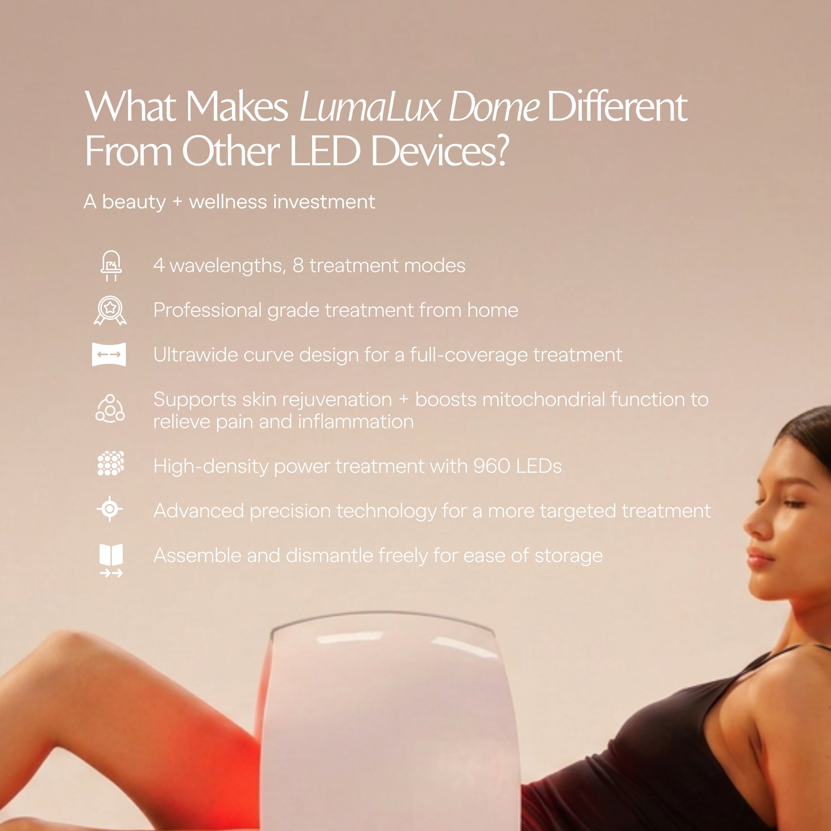 LumaLux Dome | Face & Body LED Red Light Therapy Device